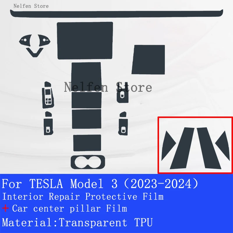 Гибридная пленка для навигатора GPS TESLA Model 3 2023-2024 защитная из ТПУ ЖК-экрана