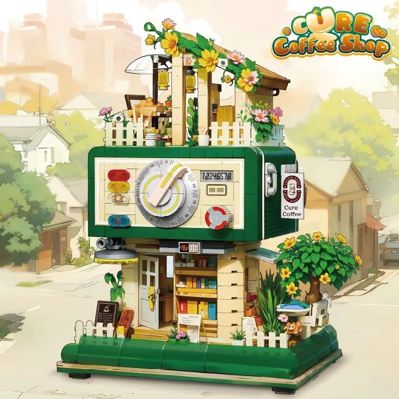 1057 шт. строительные блоки для кофейни креативный городской магазин модель с