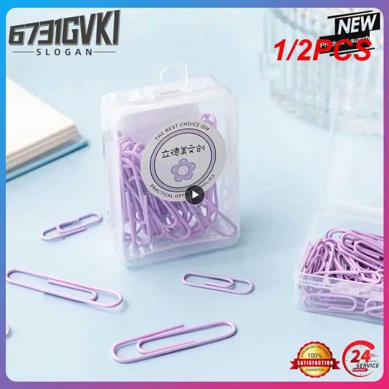 

1/2PCS Box Colored Paper Clip Metal Clips Memo Clip Bookmarks