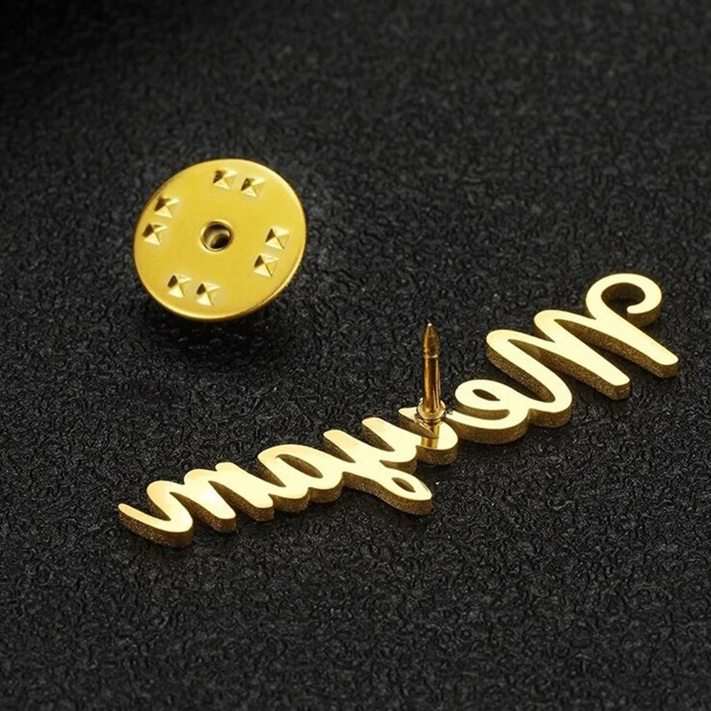 

Custom Name Lapel Brooch Stainless Steel Jewelry Name Brooch Letter Personalized Wedding Jewelry Gift men or Women Birthday Gift