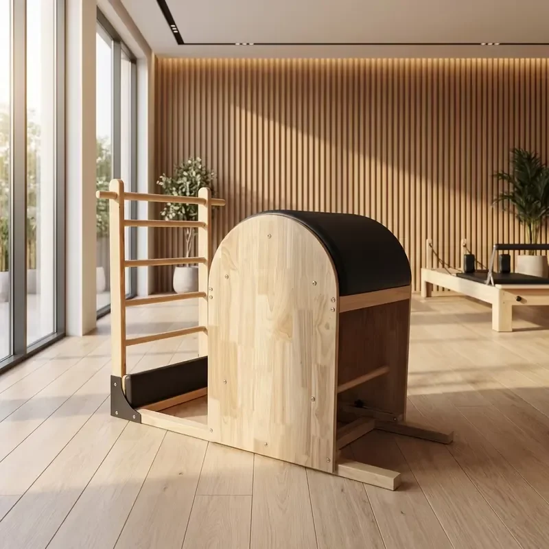 Фото 【CHIMU HOME】Деревянная лестница-бочка для пилатеса из дуба: улучшение осанки, коррекция сколиоза, для домашней студии и фитнеса №2