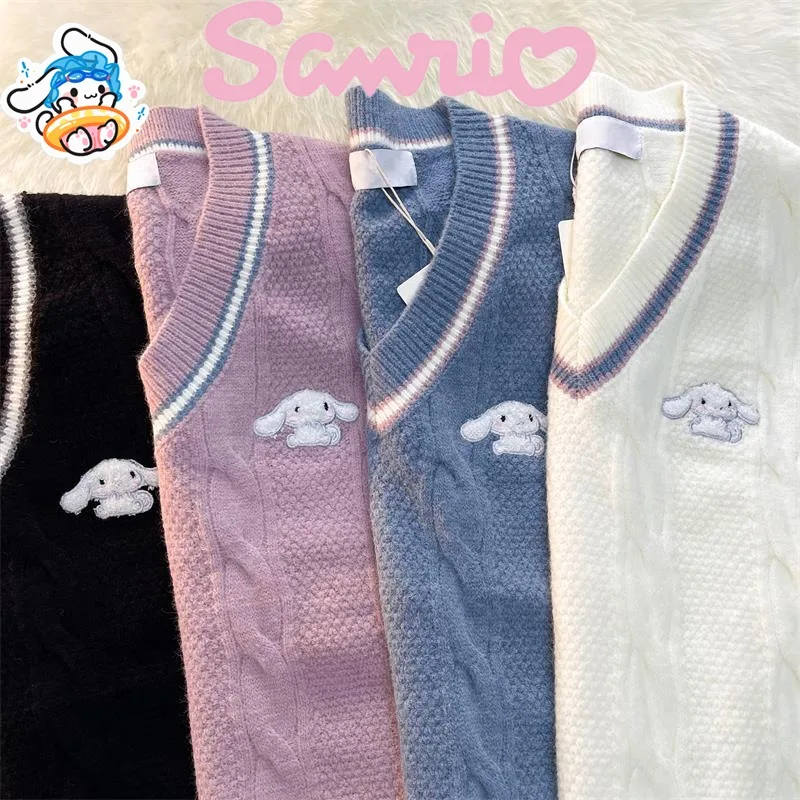 

Kawaii Sanrio Kuromi Cinnamoroll Pullovers My Melody Pompompurin Animes Sweaters Knit Garment Autumn Winter Blouse Sweater Vest