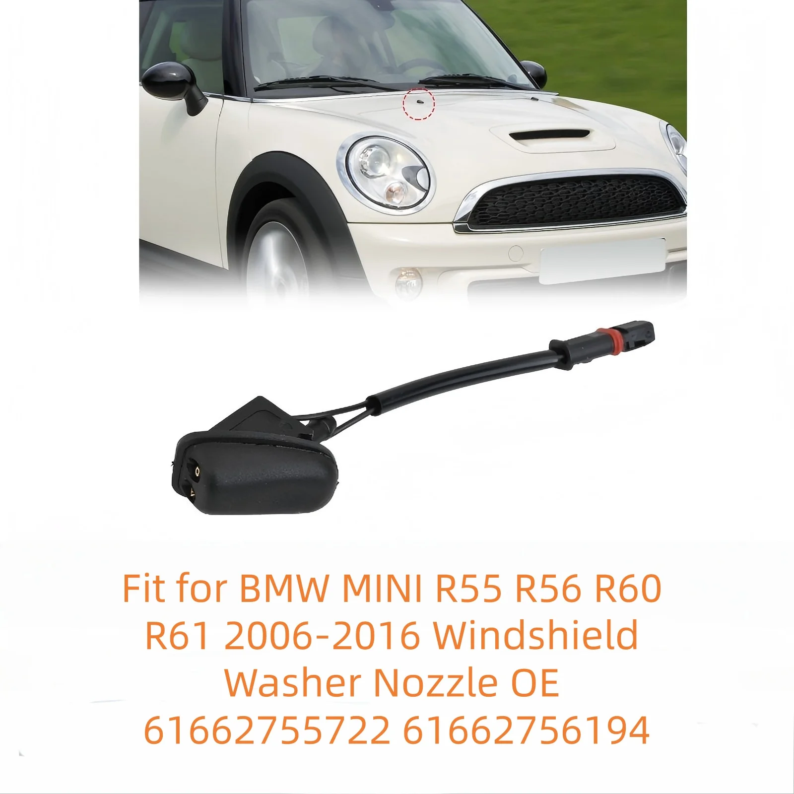Фото 1 пара форсунок омывателя лобового стекла для BMW MINI R55 R56 R60 R61 2006-2016, OE 61662755722 61662756194 №1
