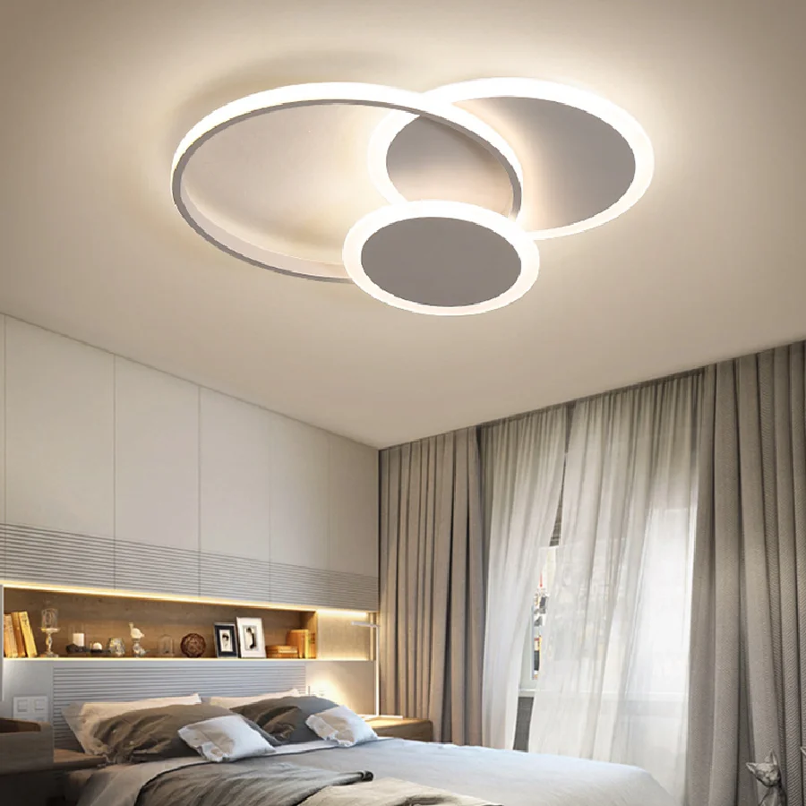 

Простая современная светодиодная потолочная лампа для спальни, гостиной, кухни, кабинета, белая круглая люстра с дистанционным управлением...