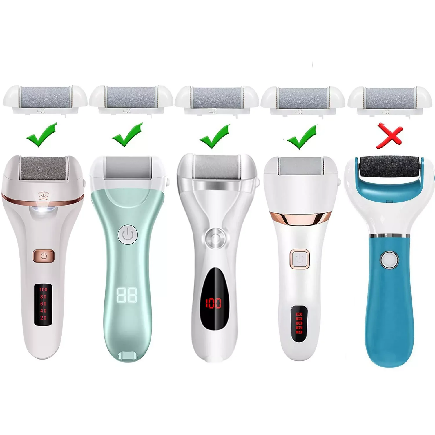 

Foot care tool Heads Hard Skin Remover Refills Replacement Rollersfor Cracked Heels Calluses and Dead Skin White and black