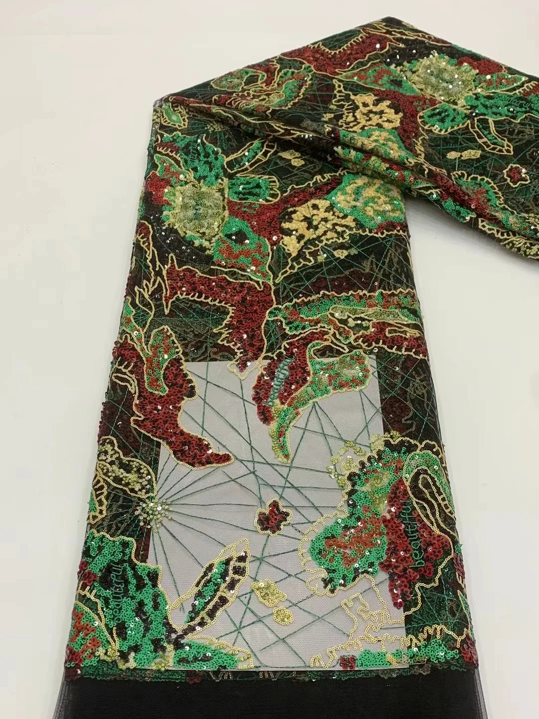 

Африканская кружевная ткань с блестками 2023, Высококачественная нигерийская кружевная ткань из тюля, кружевная ткань с вышивкой во французском стиле, кружевная ткань VXB5634