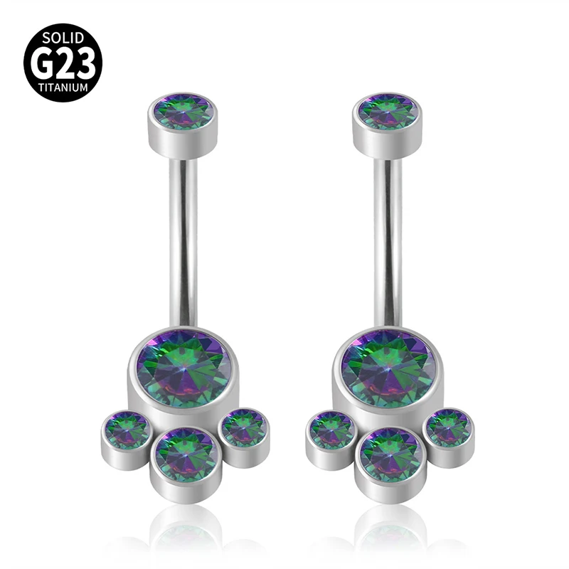 

New G23 titanium inner teeth navel nail bear claw bag diamond opal vacuum electroplating multi-color personality fashion
