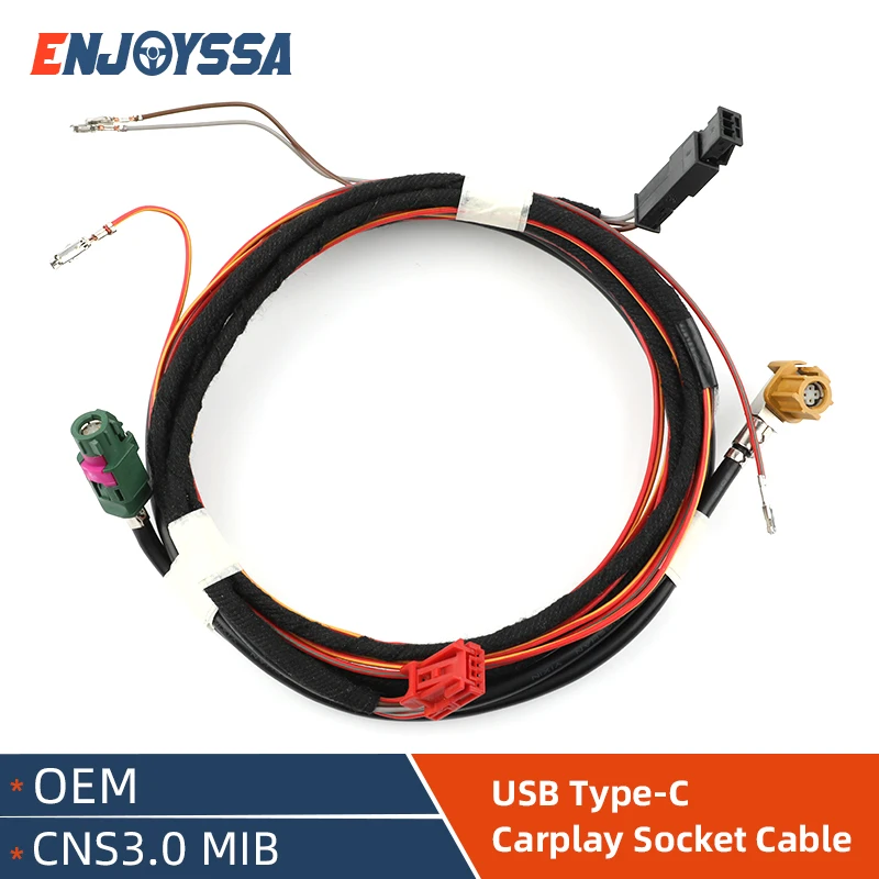 

For Volkswagen Tiguan MK2 OEM CNS3.0 MIB USB Type-C Carplay Cable Front Rear USB Adapter Cable Harness