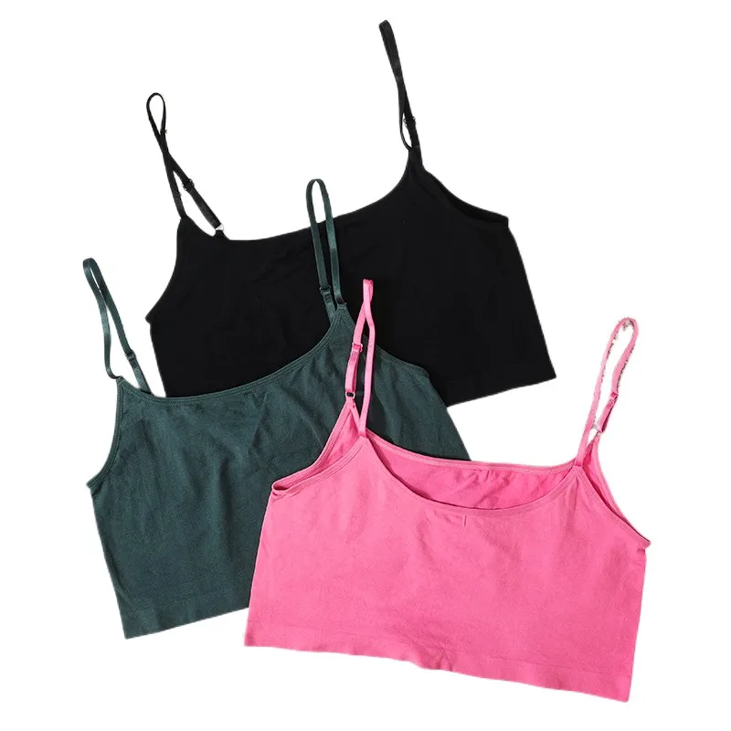 Women Crop Tops Seamless Underwear Female Sexy Spaghetti Tanks Top Summer Basic Cropped Adjusted Strap Camis Backless Camisole