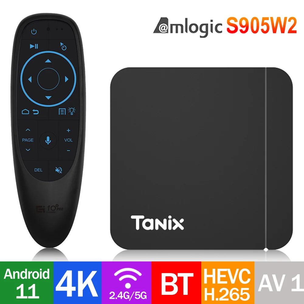 

Original Tanix W2 TV Box Android 11.0 Amlogic S905W2 2G 16G H.265 3D AV1 BT 2.4G 5G Wifi 4K HDR Media Player Set Top Box PK T95