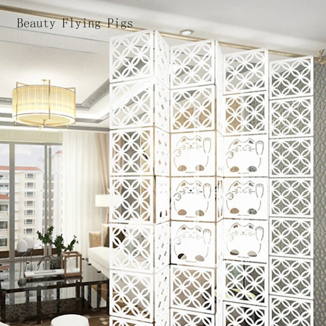 

8 pieces 29x29cm hanging screen living room partition panel partition wall art Diy home decoration white hollow artificial wood