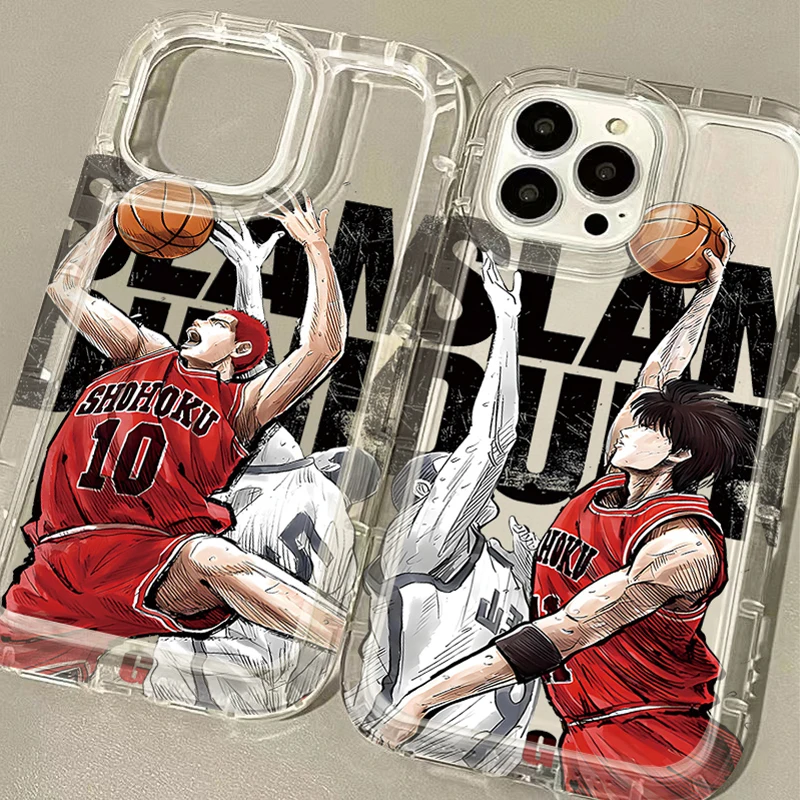 Clear Case For iPhone 16 15 14 13 12 11 Pro Max XS X XR 8 7 Plus SE 2020 Anime Slam Dunk Shockproof Silicone Protective Cover