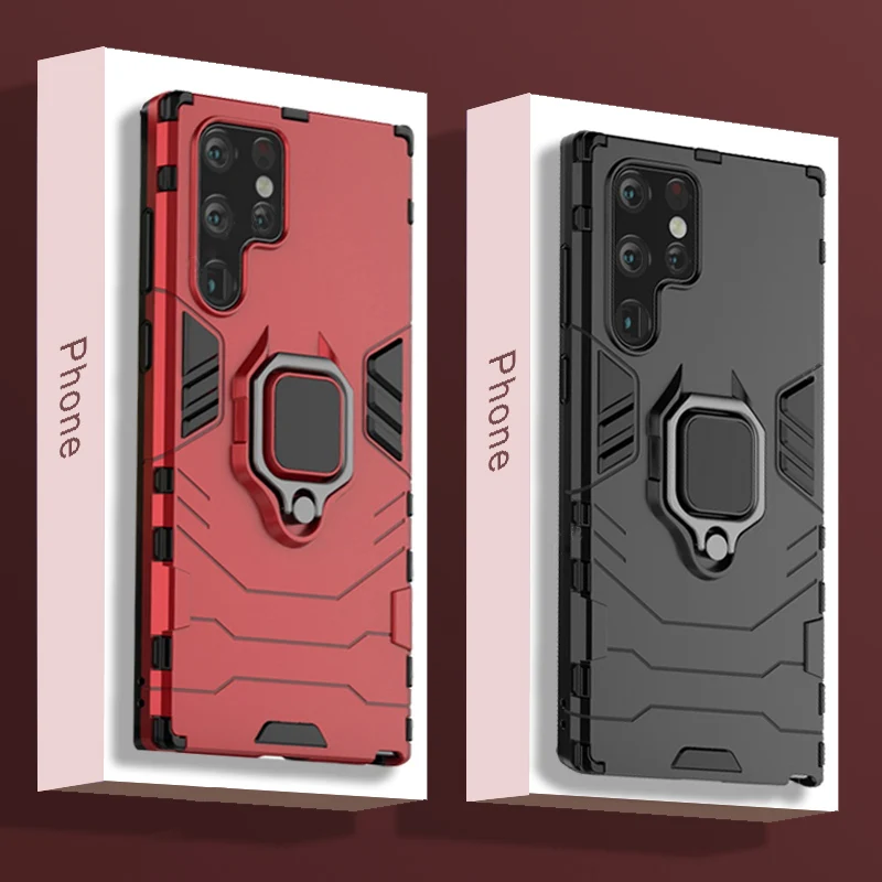 

Shockproof Armor Phone Case For Samsung Galaxy S23 S22 Ultra S21 Plus S20 FE A53 A73 A33 A52s A52 A51 A21S Magnetic Ring Cover
