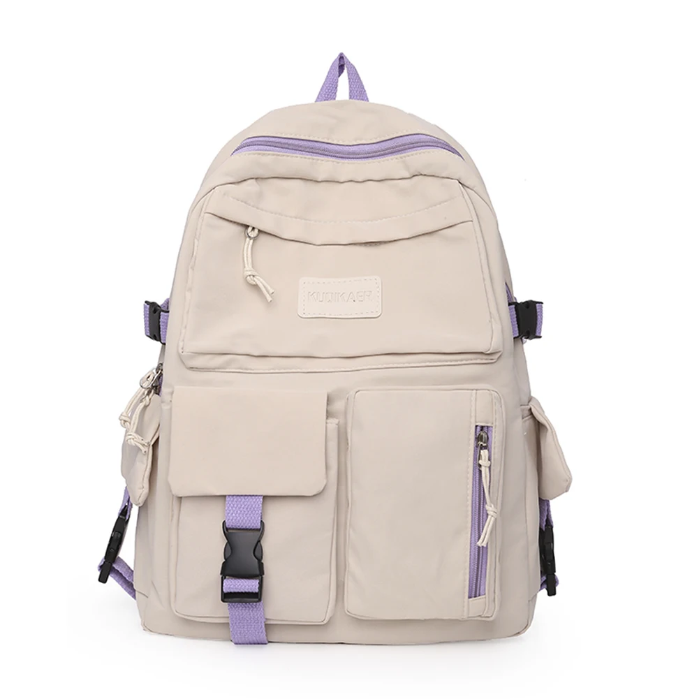 

Simple Canvas Backpack Large Capacity College Student Hit Color Laptop Schoolbag