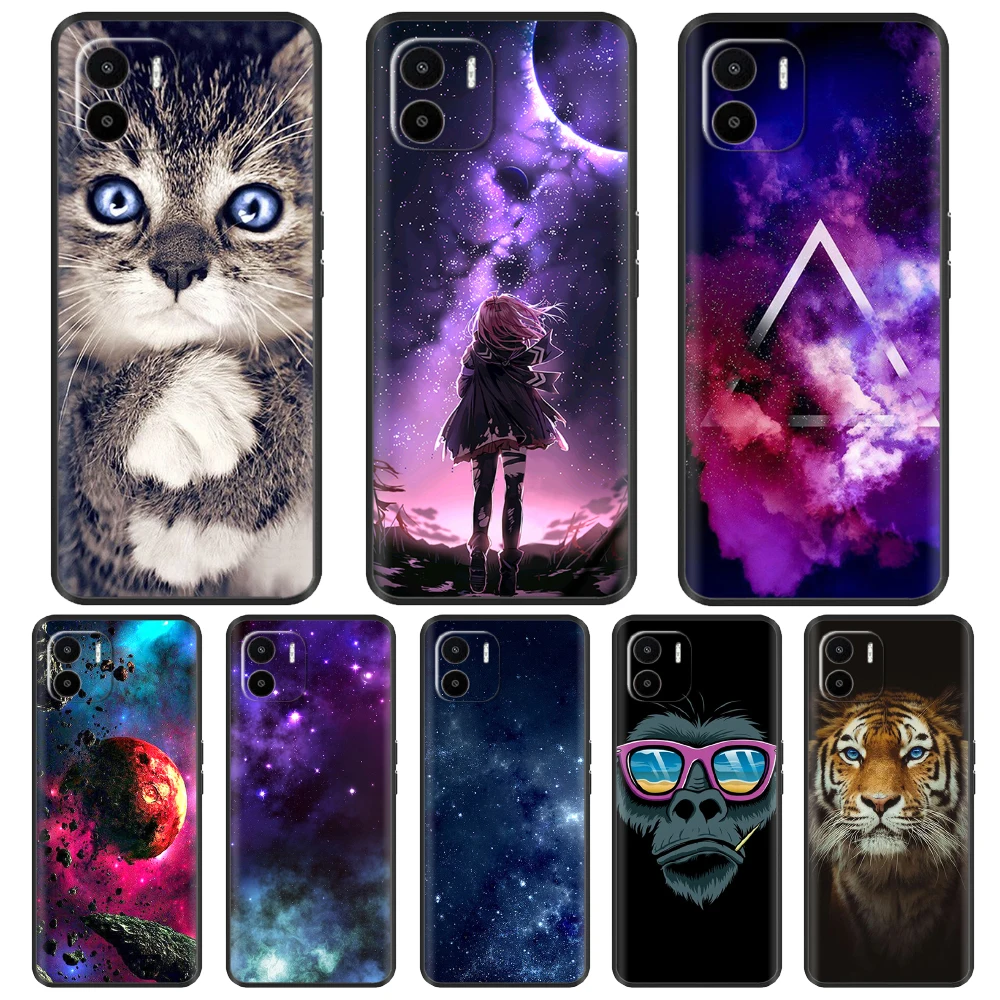 

Phone Case For Xiaomi Redmi A1 Case Black Soft Silicone Back Cover For Xiaomi Redmi A1+ A1 Plus RedmiA1 A 1 Fundas Cat Case Capa