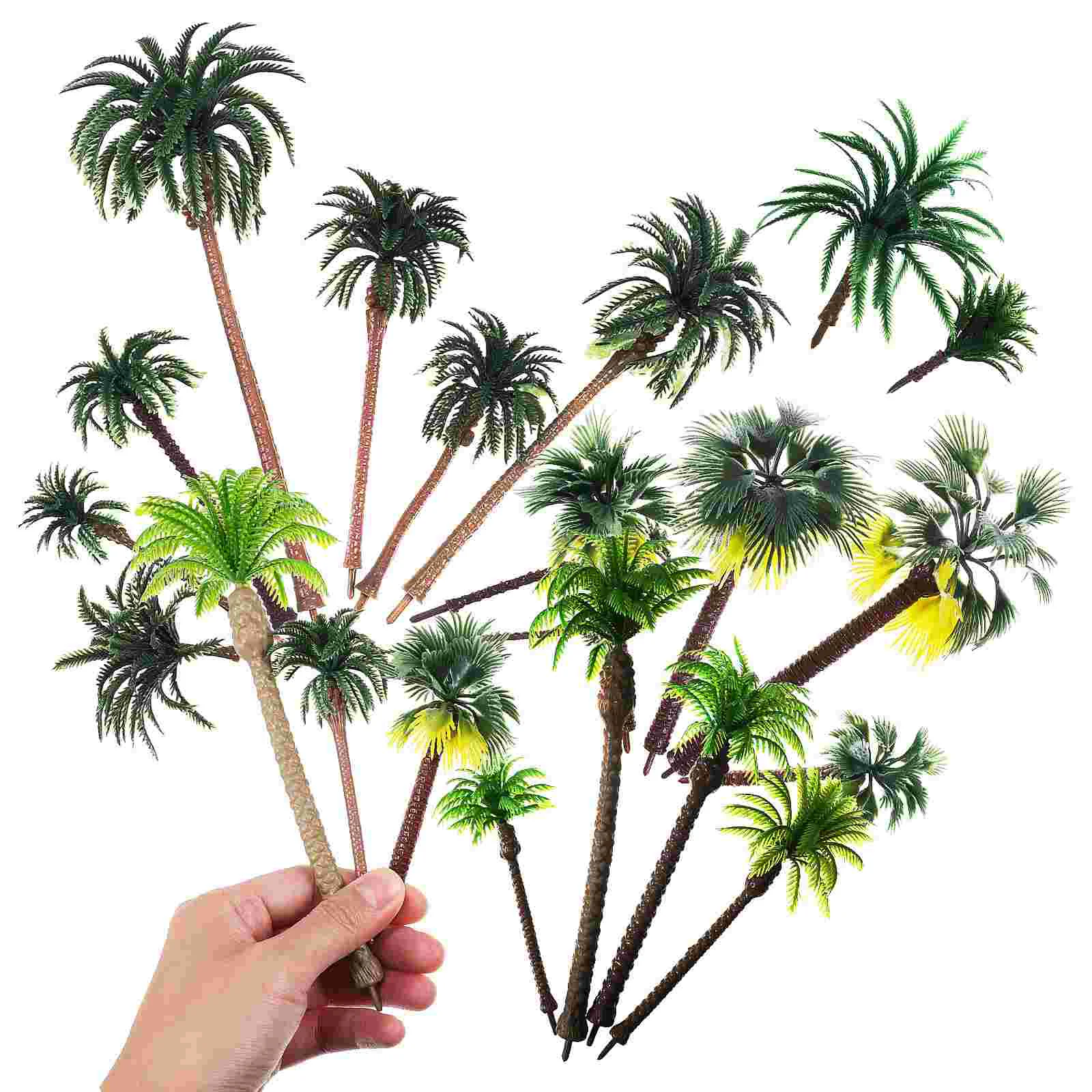 

19 Pcs Miniture Decoration Decorations Plastic Palm Trees Decorative Simulation Model Models