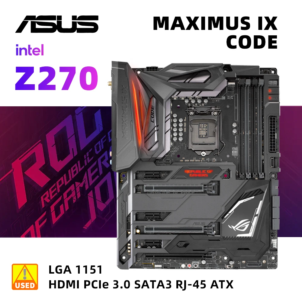 

LGA 1151 Motherboard kit ASUS ROG MAXIMUS IX CODE+I5 7500 cpu Intel Z270 Motherboard DDR4 64GB 2×M.2 PCI-E 3.0 USB3.1ATX