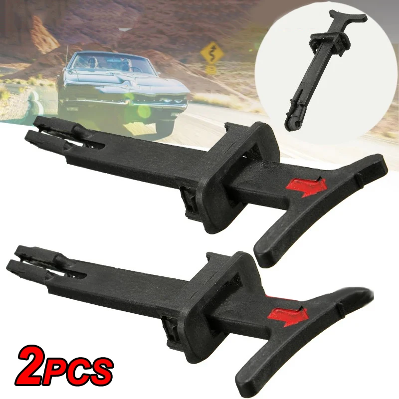 

2 Pcs/Set Black Bonnet Release Handle Rod Lock Latch Handle Pull Catch Clip Bonnet Fixture