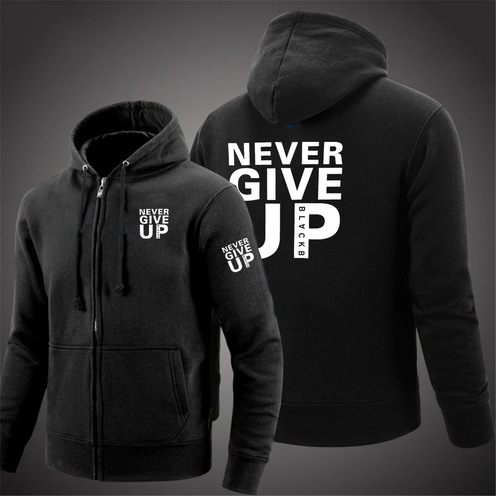 

Never Walk Alone Hoodie New Printing Never Give Up Men's Zipper Hoodies Fashion Casual Long Sleeves Hoodie Warm Sweatshirts Tops