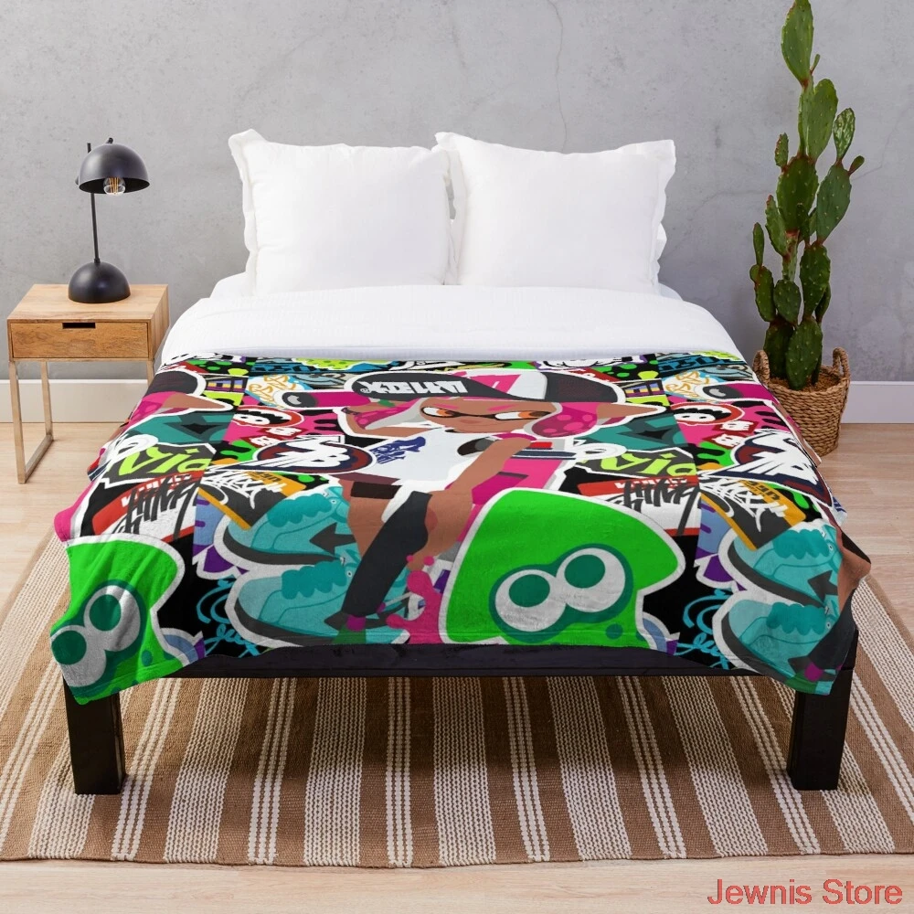 

Splatoon 2 Inkling Girl Throw Blanket Adult Fashion Quilts Home Office Washable Duvet Casual All Season Living Sherpa Blanket