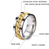 fashionable stainless steel fine jewelry mens cold chain turning ring niche open beer titanium steel ring birthday party gifts