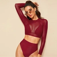 3 pieces set long sleeves swimsuit womens swimming sexy bikini 2022 swimwear women bathing suit