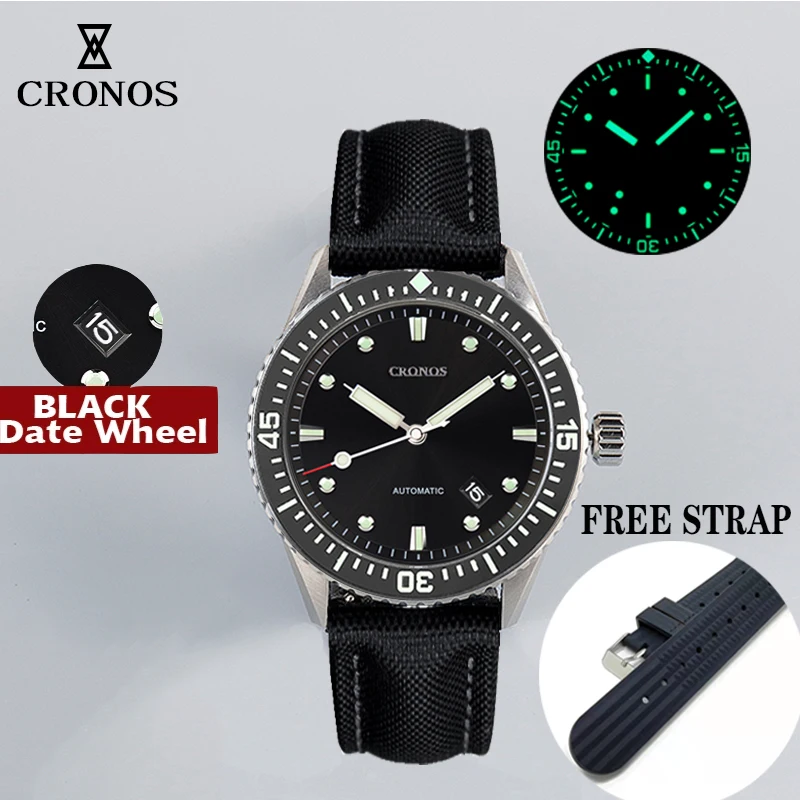 

Мужские часы Cronos Diver C3, автоматические светящиеся выпуклые часы с гвоздями NH35, профессиональные механические часы с поворотом на 200 м и керам...