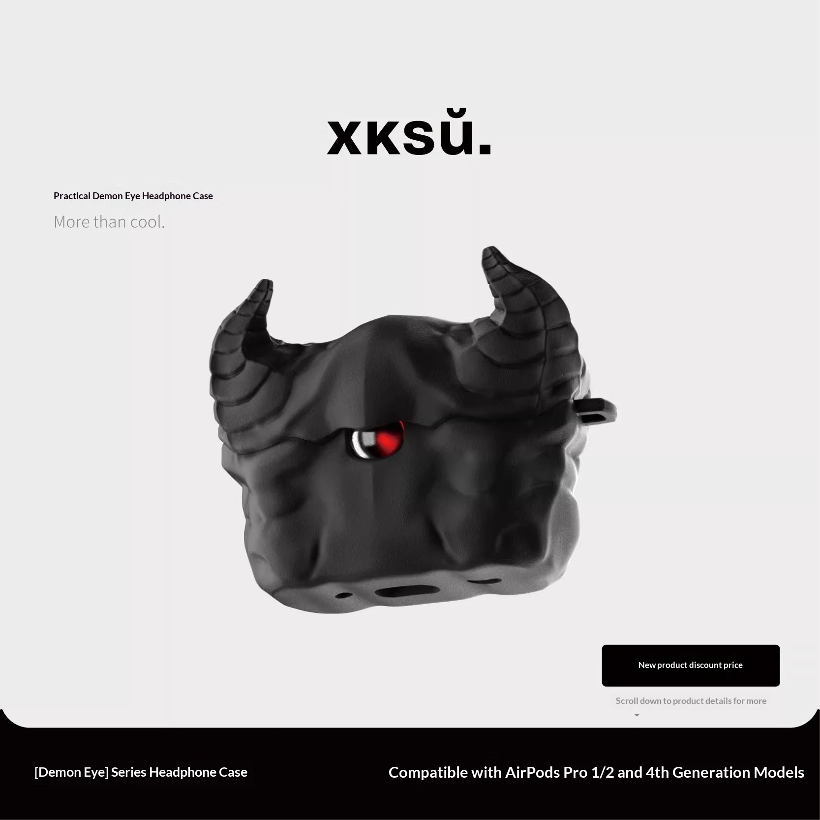 Фото Чехол для наушников XKSU Devil's Eye с геометрическим дизайном для AirPods 4, матовый, с текстурой, защитный чехол для наушников из высокопрочного нейлона, подарок №3