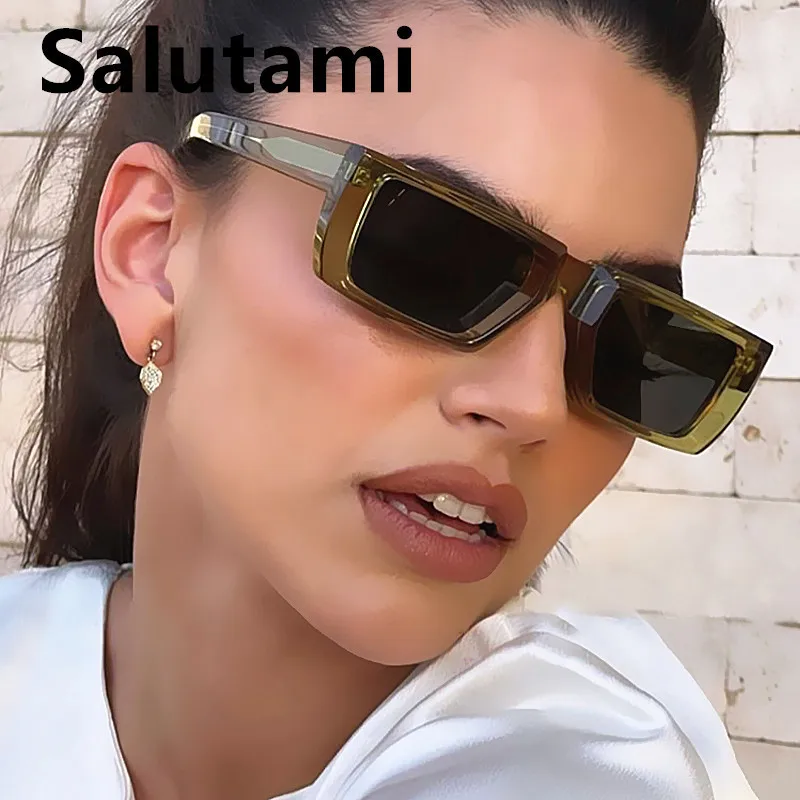 

Unique Small Rectangle Silver 3D Sunglasses For Women New Fashion Brand Gradient Stereoscopic Hip Hop Sun Glasses Men Shades