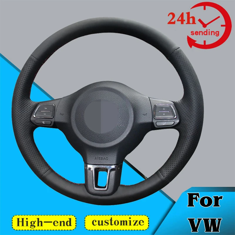 

Оплетка на руль автомобиля на заказ, 100% подходит для Volkswagen VW Golf 6 VI Golf Plus Polo Tiguan Touran Caddy Jetta, автомобильные товары