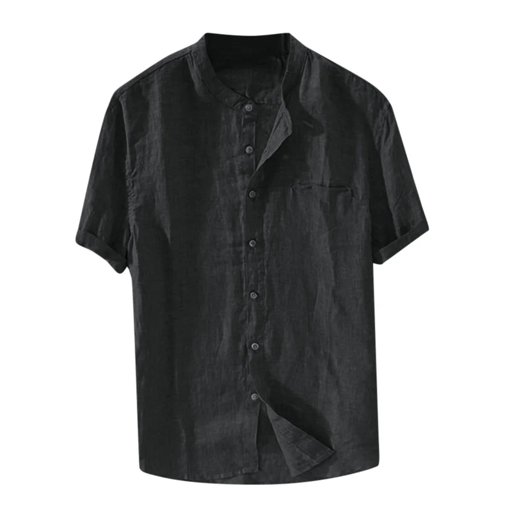 

2022 Summer Men's Short-sleeved Loose Summer Thin Breathable Cotton Linen Collar Shirt Men's Beach Casual Shirt