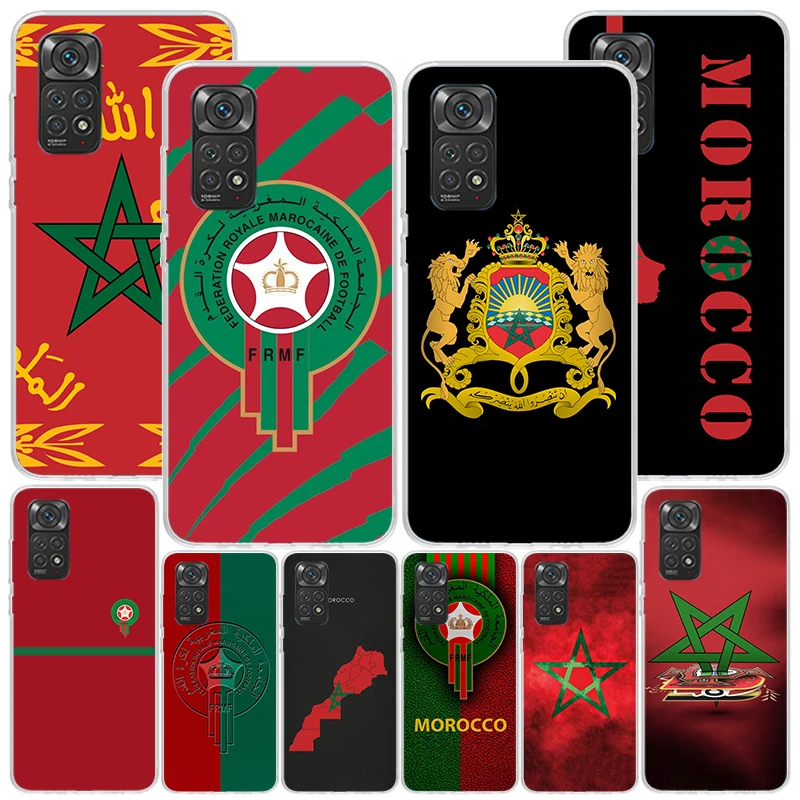 Чехол Phnoe с марокканским флагом для Xiaomi Redmi Note 12 11S 11E 11 10S 10 Pro Plus 9 9S 11T 9T 8 8T 7 Global