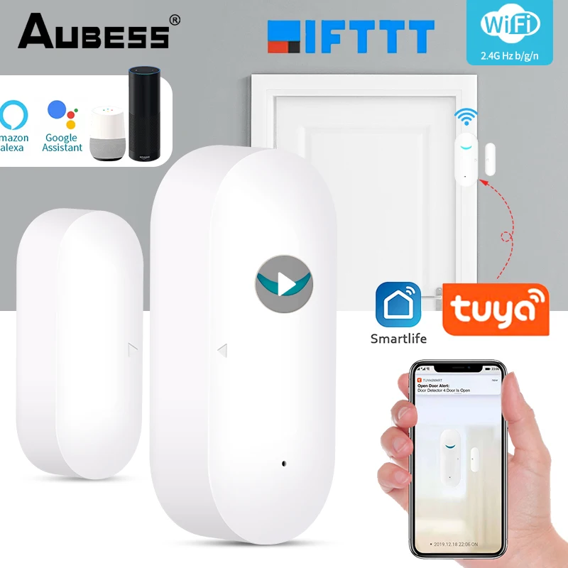 

Датчик окон и дверей Aubess с поддержкой Wi-Fi и управлением через приложение