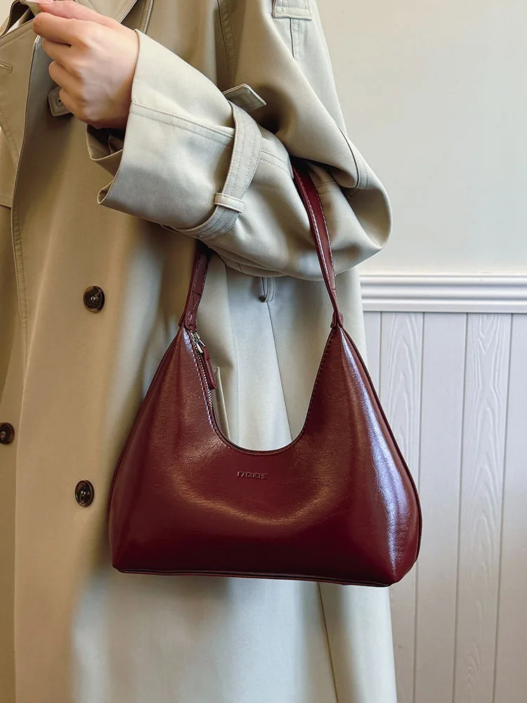 Lizzytsu корейская винтажная красная сумка из искусственной кожи в форме полумесяца