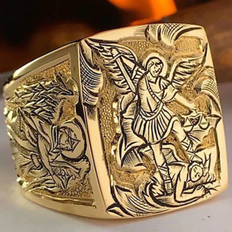 

MFY New Arrival Women's Ring Fashion Golden Ancient Greek Mythology And Legend Gift Luxury Jewelry For Men Memorial Rings