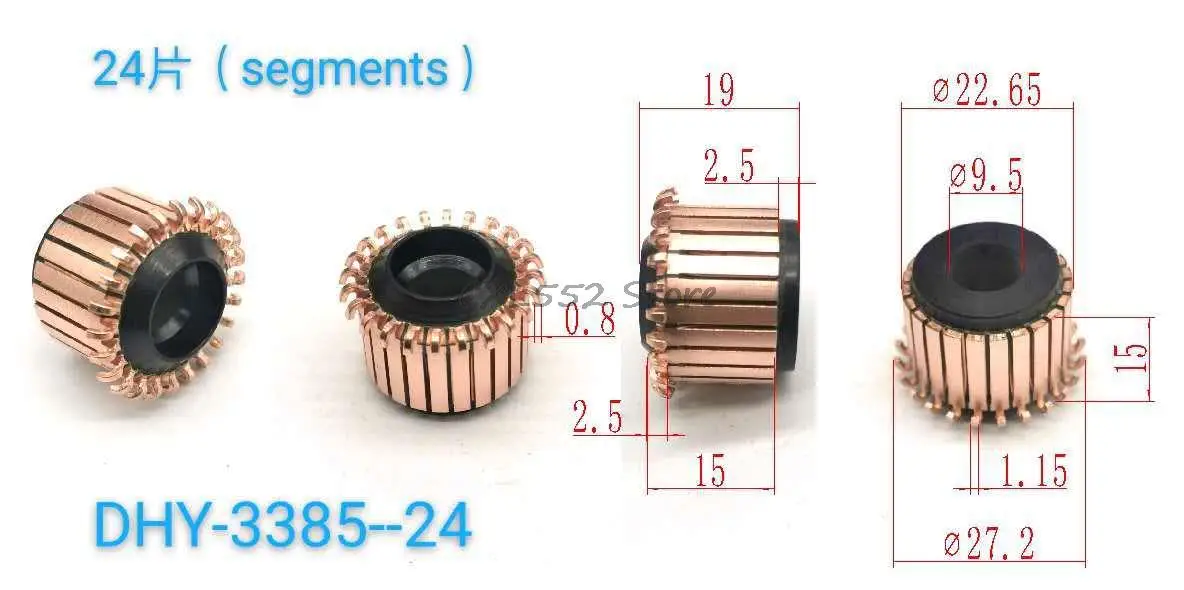 

10Pcs 9.5x15(19)x22.65mm 24P DHY-3385-24 Copper Bars Alternator Electric Motor Commutator For 6-100 Angle Grinder