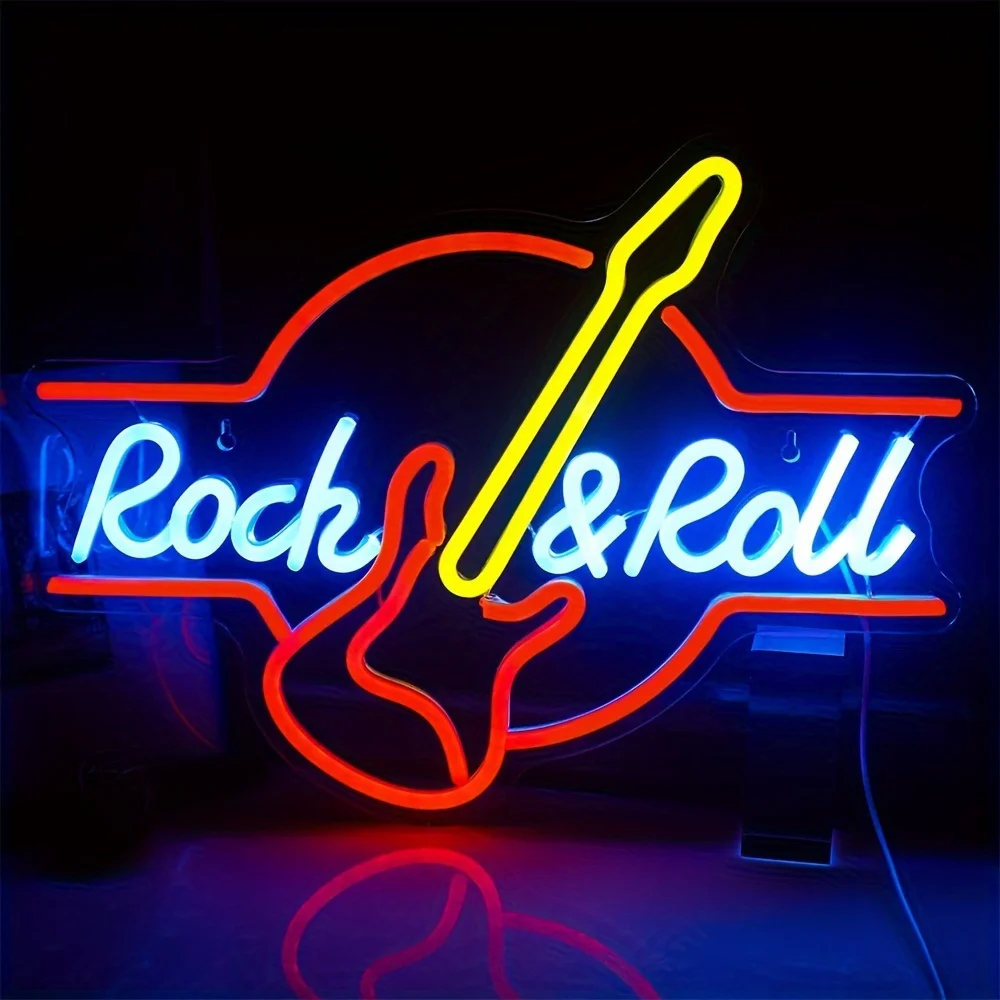 

Неоновая вывеска "Рок-н-ролл, гитара", акрил