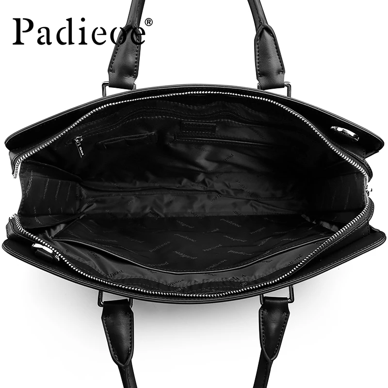 Padieoe Men's Briefcase Genuine Leather Totes Bag for Documents Leather Men's Shoulder Bag Male Cow Skin Business Messenger Bag