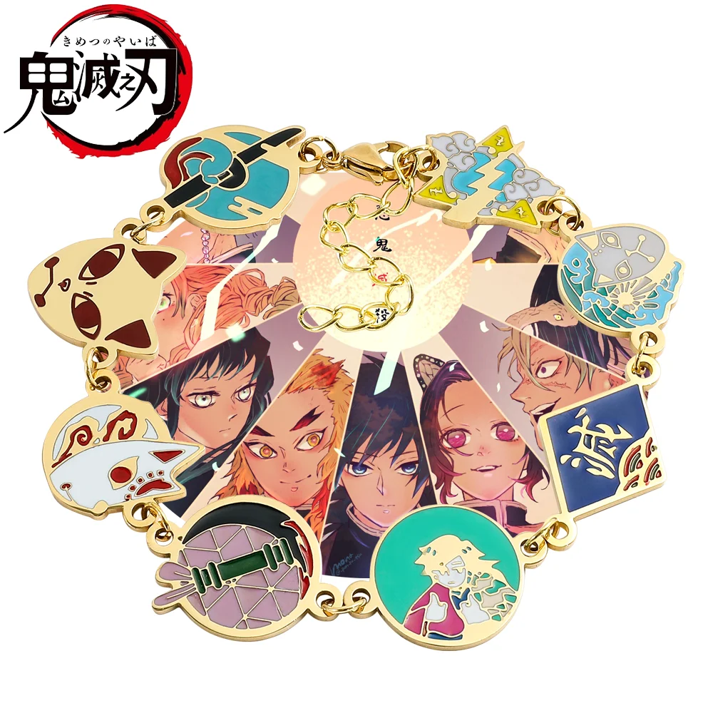 

Anime Demon Slayer Bracelet Kimetsu No Yaiba Stainless Steel Figure Mask Badge Bangle Fashion Jewelry Accessories Gifts for Fans