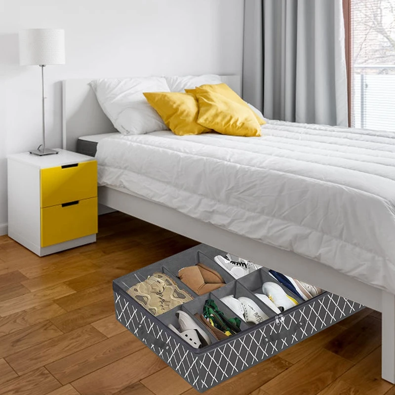 Ящик для хранения обуви под кроватью органайзер складная коробка 12 пар черный (A)