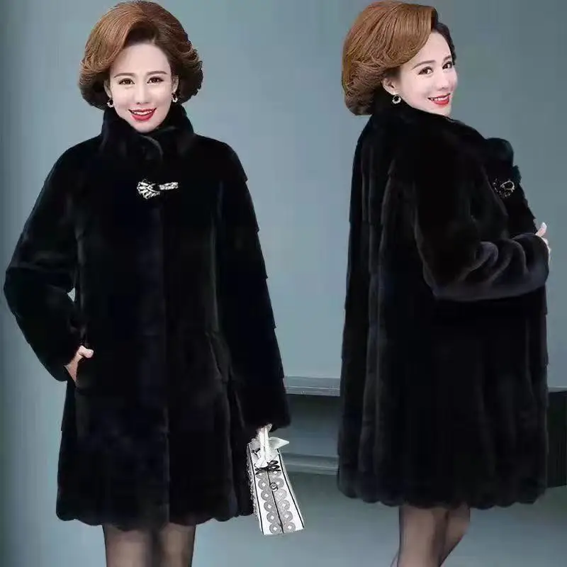 New Winter Coat for Women Long Faux Fur Coat Parkas Jackets Warm Thickening Imitation Mink Fur Jacket Oversize Fashion