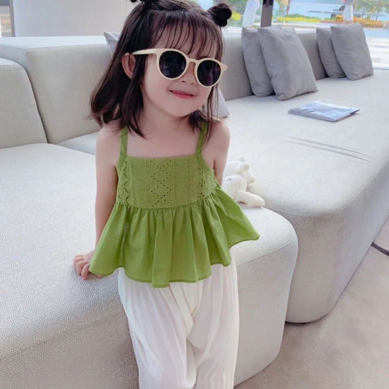 

Kids Girls Summer Sleeveless Tops Cute Toddler Girl Outer Vest Tops Tank Top Baby Cotton Camisole Dress Children Clothes