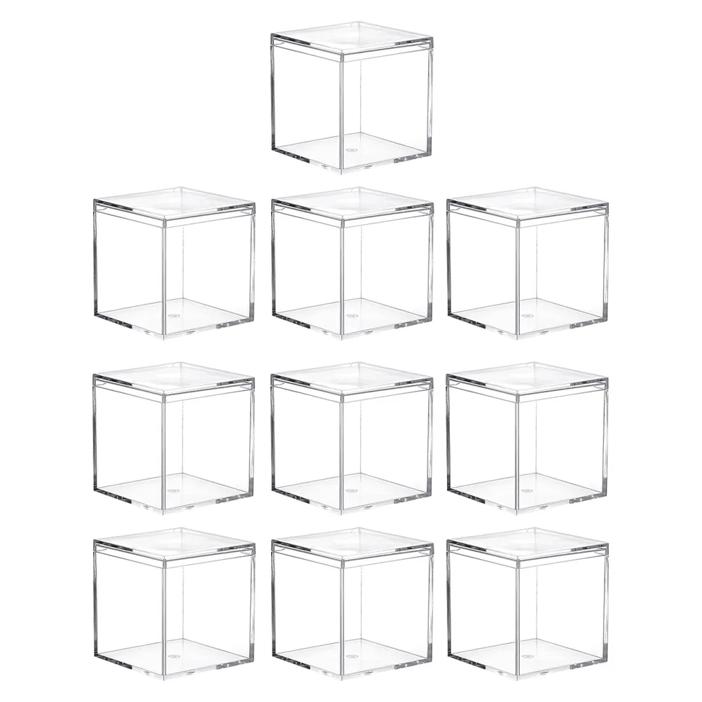 

10pcs Square Packing Boxes Clear Plastic Box Party Favors for Candy Transparent Acrylic souvenir
