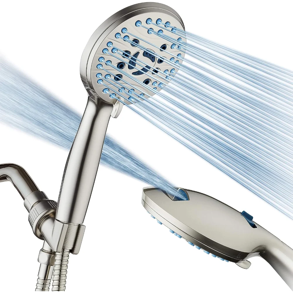 

AquaCare High Pressure 8-mode Handheld Shower Head - Anti-clog Nozzles, Built-in Power Wash to Clean Tub, Tile & Pets