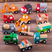 wooden childrens automobile engineering vehicle model 12 piece set of small car infant cognitive educational toys