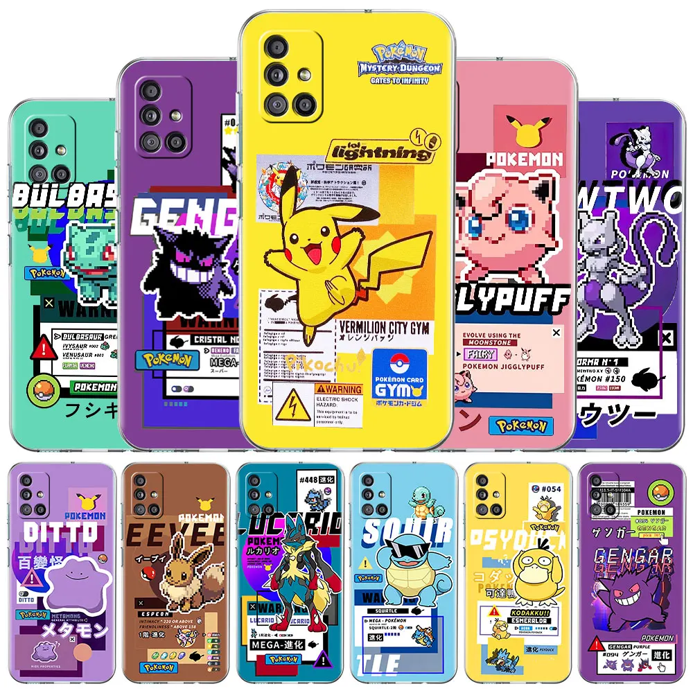 

Clear Case For Samsung Galaxy A52 A12 A51 A32 A21s A71 A32 A22 50 A70 A31 A72 5G Phone Cover Pokemon Pikachu