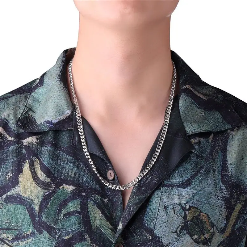 Панк ожерелье из нержавеющей стали 3/5/7 мм Курб Кубинские ожерелья для мужчин черный цвет золотая цепочка связующих твердых металлических украшений.