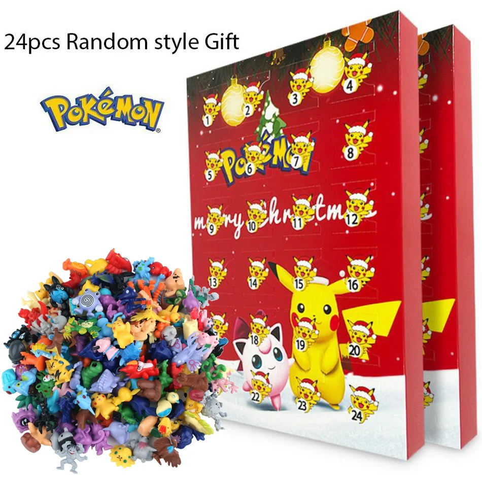 

In Stock 24Pcs Set Pokemon Figure Christmas Advent Calendar Blind Box Gift Kawaii Pikachu Anime Figural Action PVC Model Kid Toy