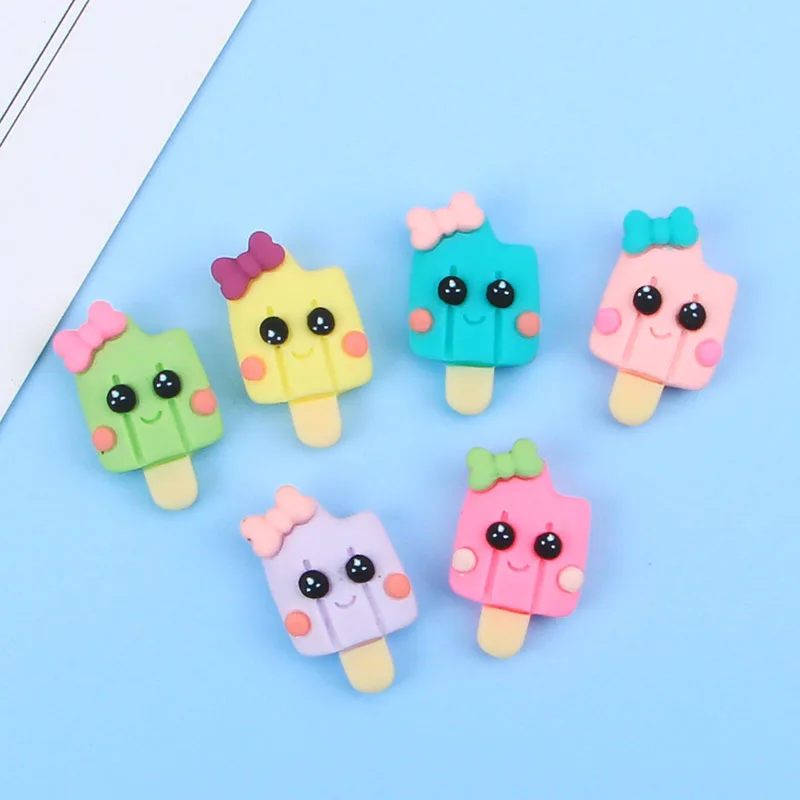 

10Pcs Resin Ice Cream Flatback Cabochons Charm For DIY Hair Bow Embellishment 34mm Cabochon Scrapbooking Decoration Craft Charm