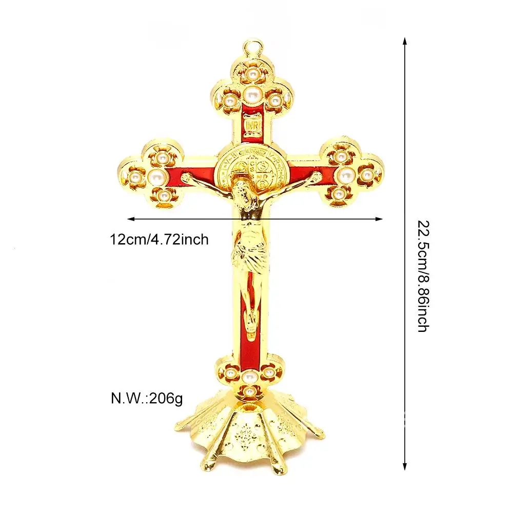 Металлический крест Исуса церковный инкрустированный жемчугом золотой crucifixo kreuz
